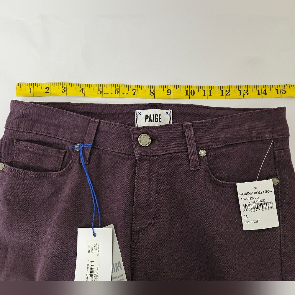 PAIGE Verdugo Low Rise Ankle Jeans in Vamp Red Size 28 NWT - Picture 12 of 15